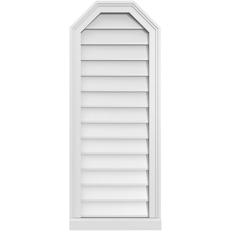 Ekena Millwork Octagonal Top Surface Mount PVC Gable Vent w/ 2"W x 2"P Brickmould Sill Frame, 16"W x 40"H GVPOT16X4003SN